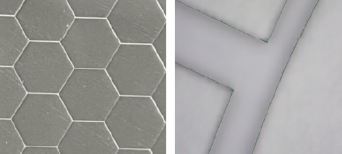 Separation of various shapes including polygonal die and along curved lines