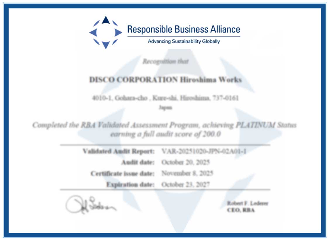 Earned Platinum Status in the RBA VAP Audit